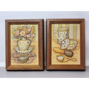Vintage Framed‎ Floral & Shaving Themed Prints